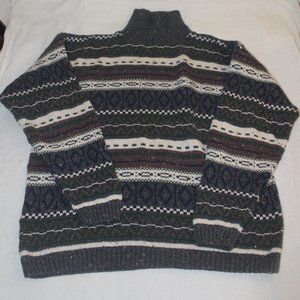 Vintage Cotton Blend Large Womens BARREL II Turtleneck Sweater Chunky